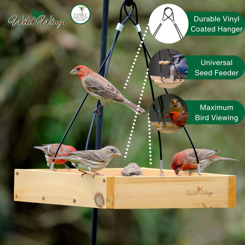Wild Wings WWCF23 Rot Resistant Cedar Hanging Tray Bird Feeder with Fresh Seed Tray, Platform Feeder for Outdoor Wild Bird Seed Feeder and DÃ©cor, Wood - Image 3